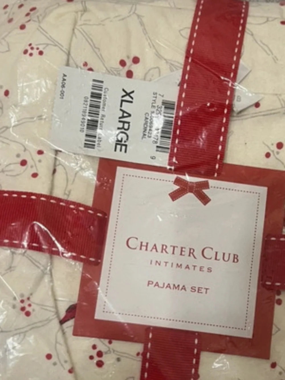 Charter Club Red and Cream Pajama Set size xl